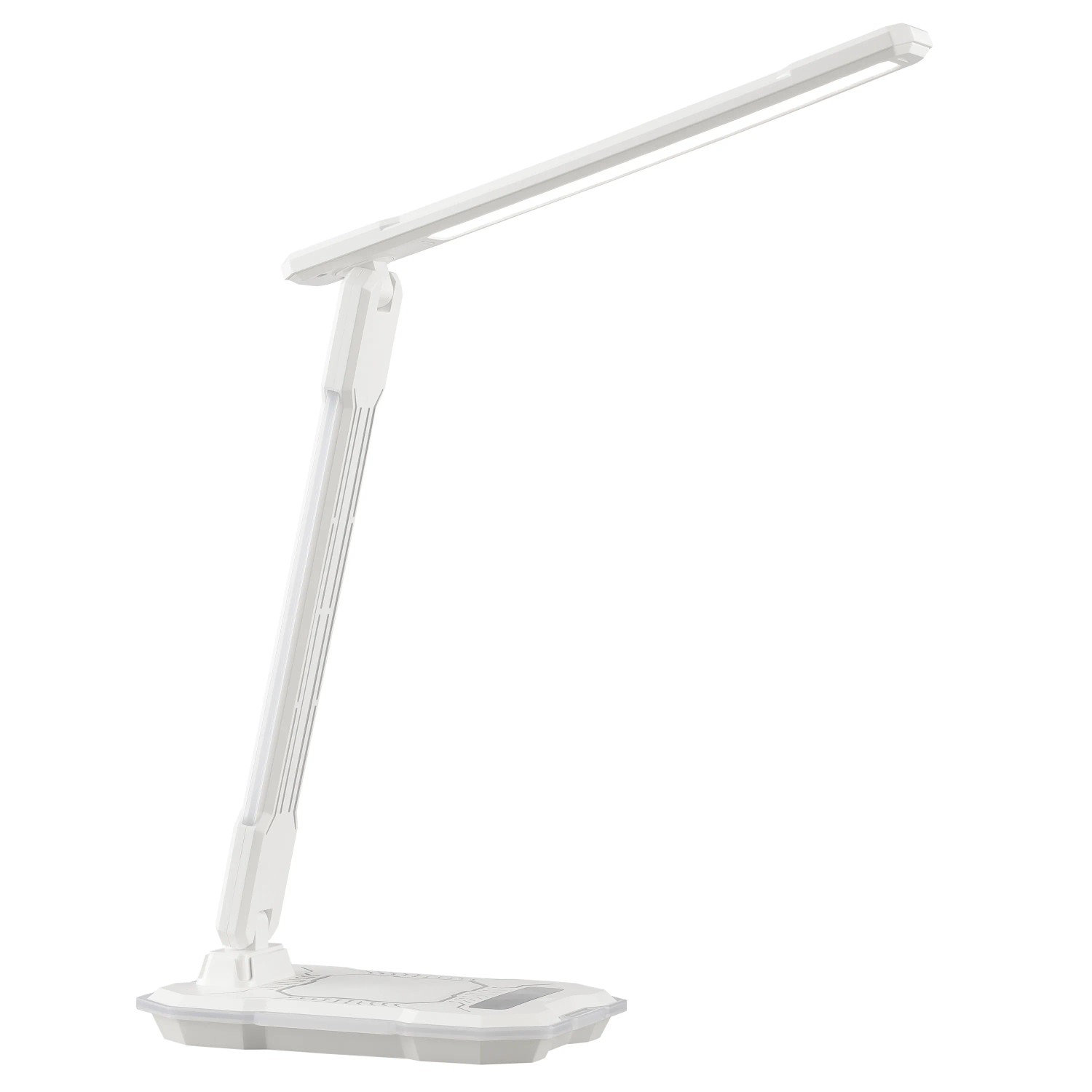 Weiße LED-Tischlampe Cyberglow (31,6 cm) mit Wireless Charging und USB-Ladefunktion für Schreibtisch.