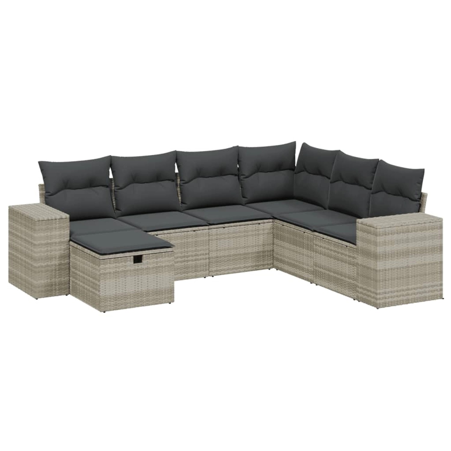 vidaXL 7-Tlg Garten-Sofagarnitur mit Kissen Hellgrau Poly Rattan 3264458 günstig online kaufen
