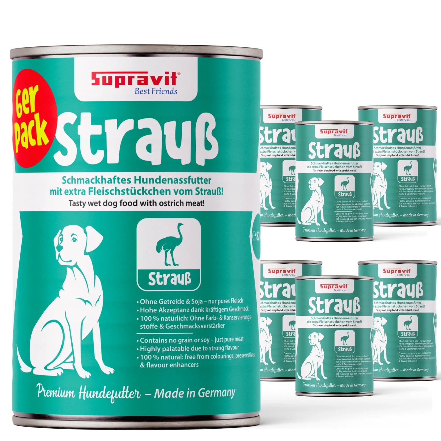 Supravit Premium Hundenassfutter mit Straußenfleisch
