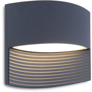 Moderne Lutec LED-Außenwandleuchte Lotus in Anthrazit mit Up & Down Lichteffekt.