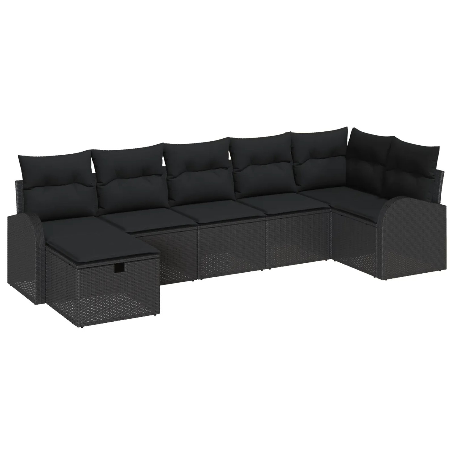 vidaXL Garten-Sofa-Set mit Kissen 7-Tlg Schwarz Poly Rattan 3360434 günstig online kaufen