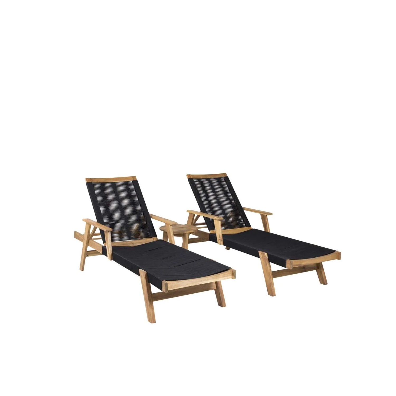 ebuy24 Acacia Lounge-Set 3 Teile Schwarz Natur