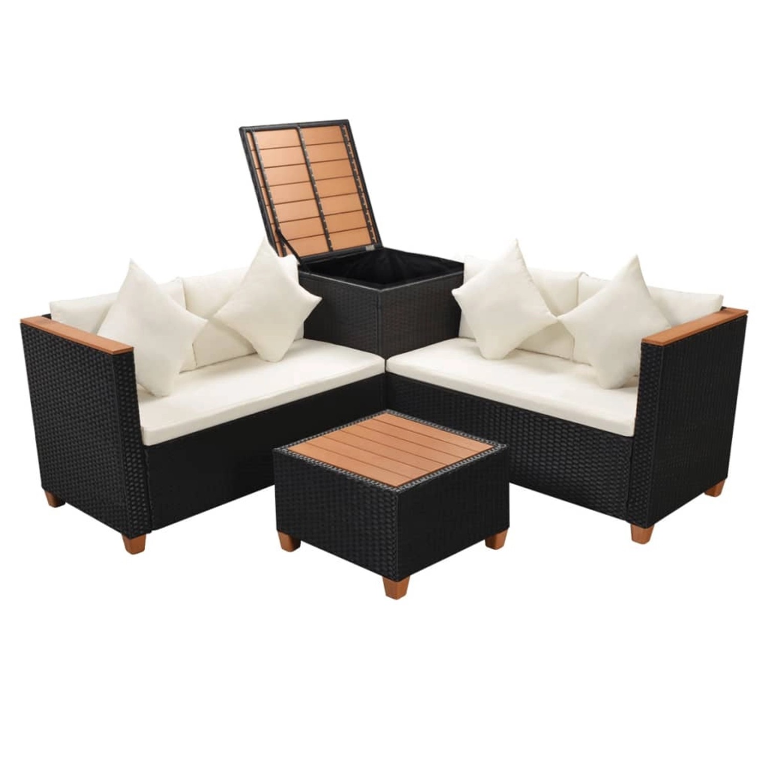 vidaXL 4-tlg Garten-Lounge-Set mit Auflagen Poly Rattan Schwarz Modell 30 günstig online kaufen