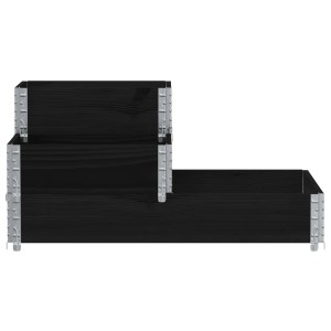 Schwarzer vidaXL Paletten-Aufsatzrahmen, 3-fach, 120x80 cm, aus Massivholz für Hochbeete.