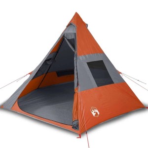 Orangefarbenes Tipi-Zelt für 7 Personen, Camping & Zubehör.