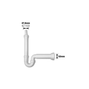 Weißer Spültisch-Geruchsverschluss (47,8 mm) mit Geräteanschluss für Spültisch und Abwassersystem.