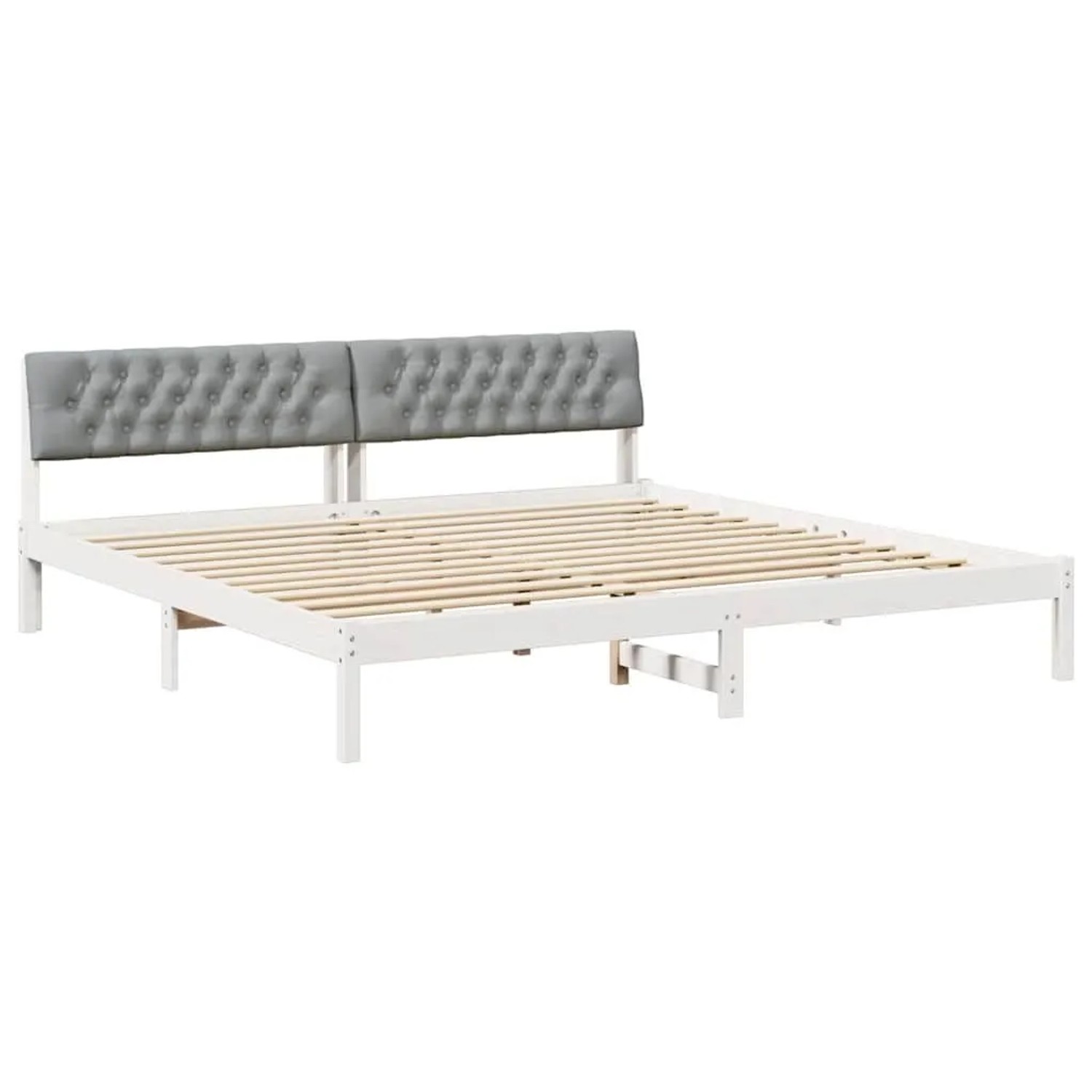 vidaXL Bettgestell Weiß und Hellgrau 200 x 200 cm Massivholz Kiefer 3394342 günstig online kaufen