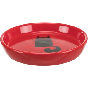 Roter Jollypaw Keramiknapf mit Katzenmotiv, 0,35 l, ø 15 cm.