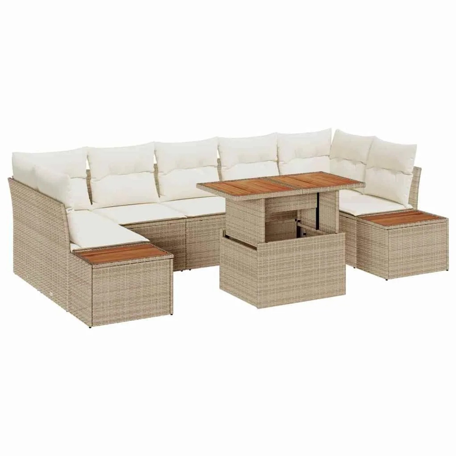 vidaXL Garten Essgruppe mit Kissen 8-Tlg Beige und Creme 3350048 günstig online kaufen
