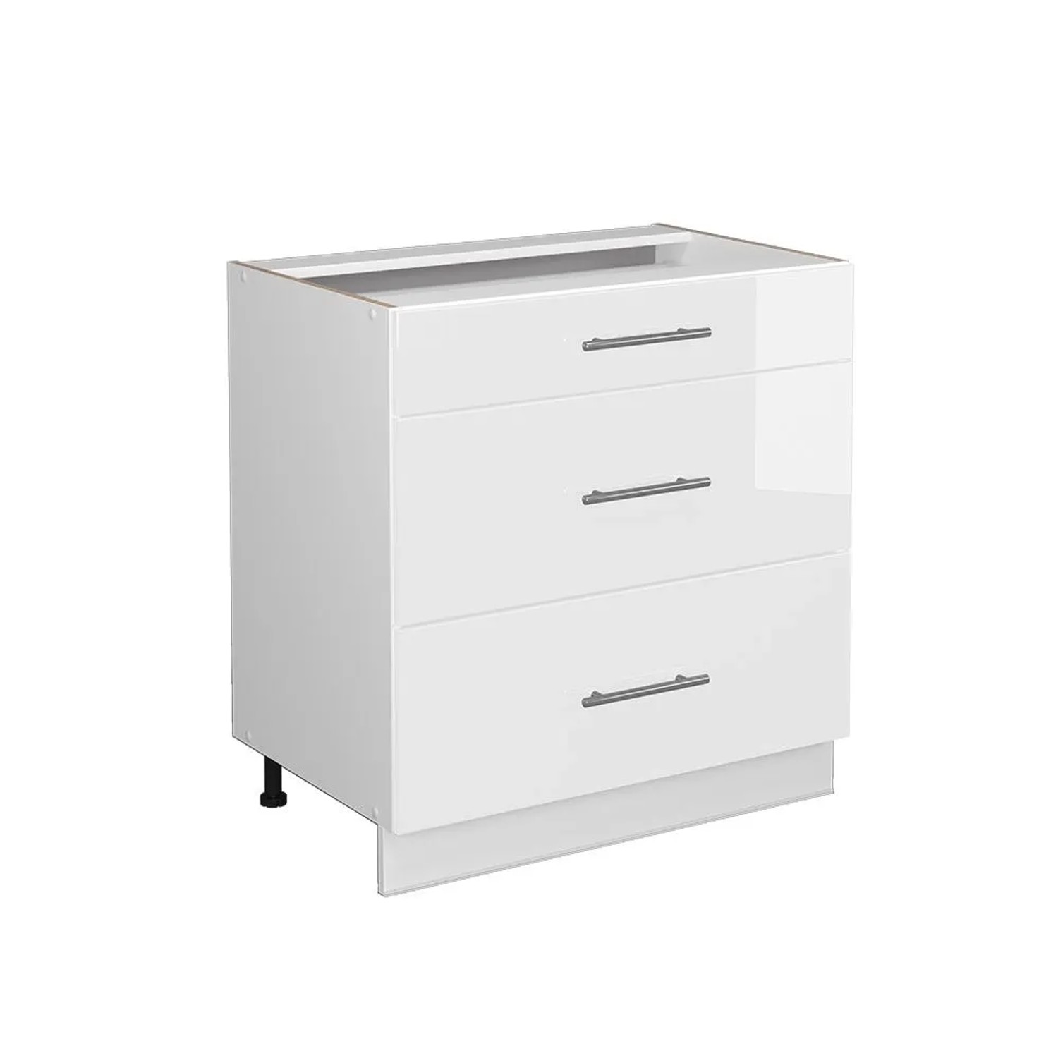 Vicco Badschrank Fame-Line Weiß Hochglanz 80 x 82 mit 3 Schubladen ohne Arbeitsplatte