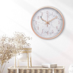 Wall-Art Wanduhr Elegant Marmor-Optik Ø 25 cm Rose