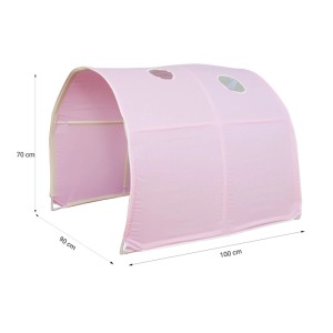 Rosa Homestyle4u Betttunnel für Hochbett, Bogenzelt aus Baumwolle mit Kunststoffgestell, 90x70x100 cm.