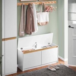 SoBuy Schuhkipper Schuhbank Garderobenbank Sitzbank mit Stauraum Weiß FSR171-W