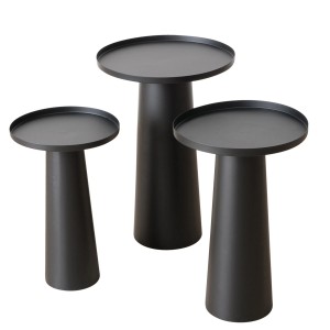 Boltze Tisch Jacky 3er Set, schwarze Deko-Tische aus Eisen für Wohnzimmer und Terrasse.