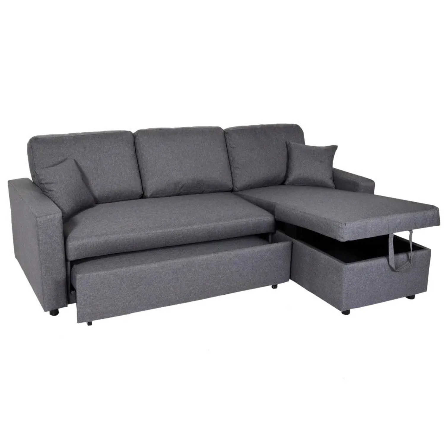 MCW Ecksofa mit Bettkasten L17 Dunkelgrau