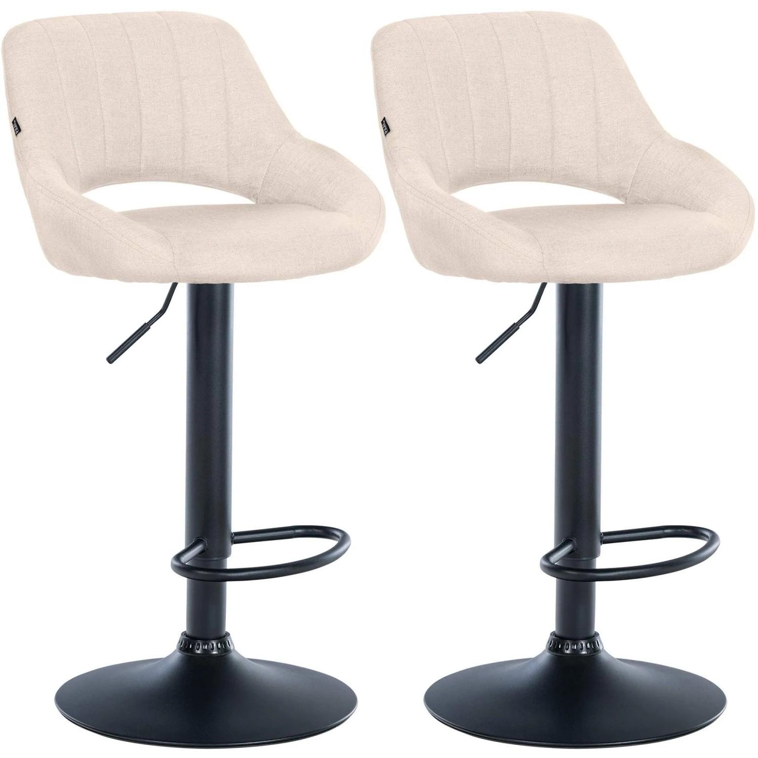 DELUKE 2er Set Barhocker SEGAD Stoff Creme 47x48x85cm Schwarz Barstuhl Mit Lehne Tresenhocker Tresenstuhl