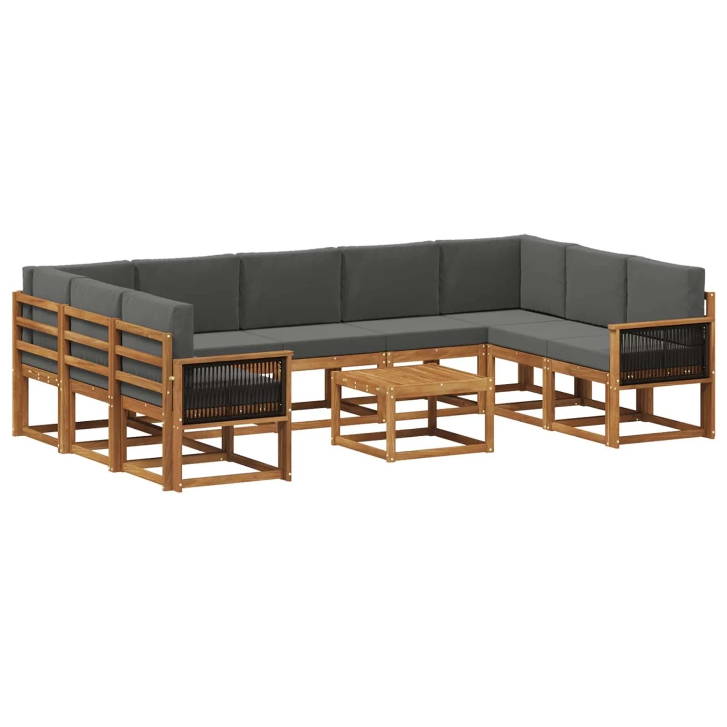 vidaXL Outdoor-Sofagarnitur mit Kissen 10 Stk Natur und Anthrazit 3385553