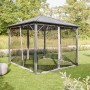 Home Deluxe Pavillon Azur mit Moskitonetz und Solar-LED-Beleuchtung im Garten.