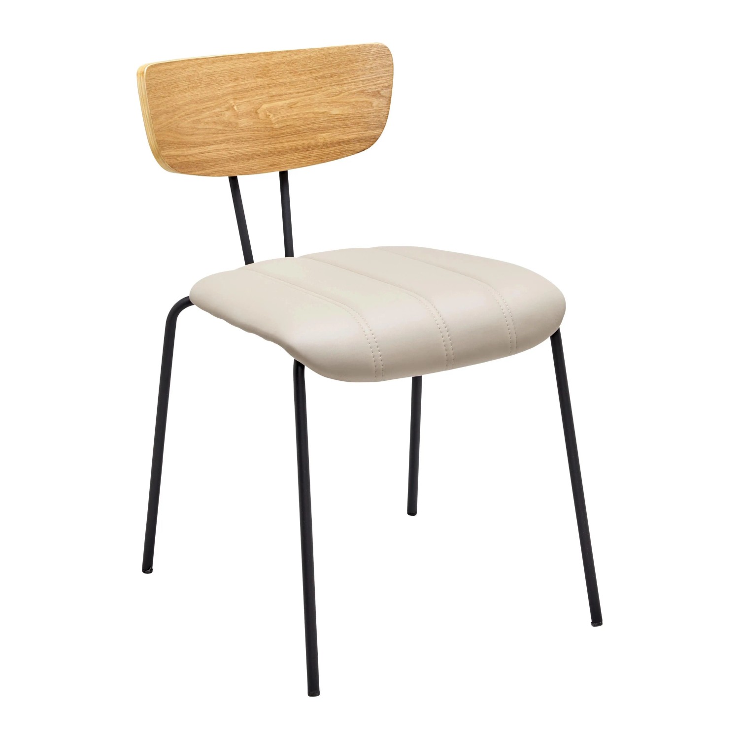 Bessagi Home Stuhl Cera Taupe Lederlook Gepolstert