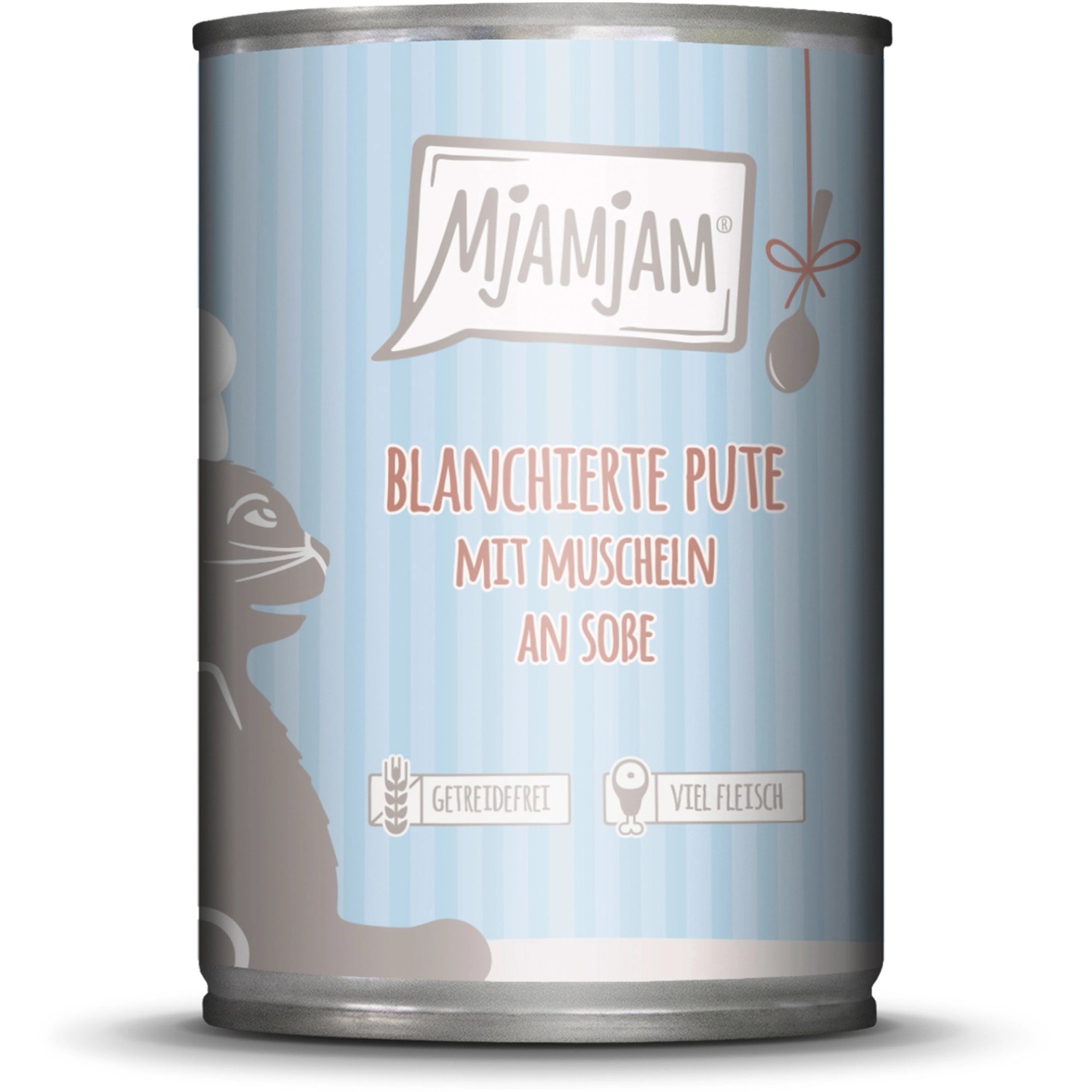 Mjamjam Nassfutter Blanchierte Pute mit Muscheln an Soße 380 g