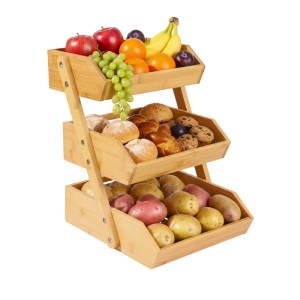 Relaxdays Obst Etagere Bambus Natur 3 Etagen 41 cm x 33 cm x 30 cm 2,6 kg