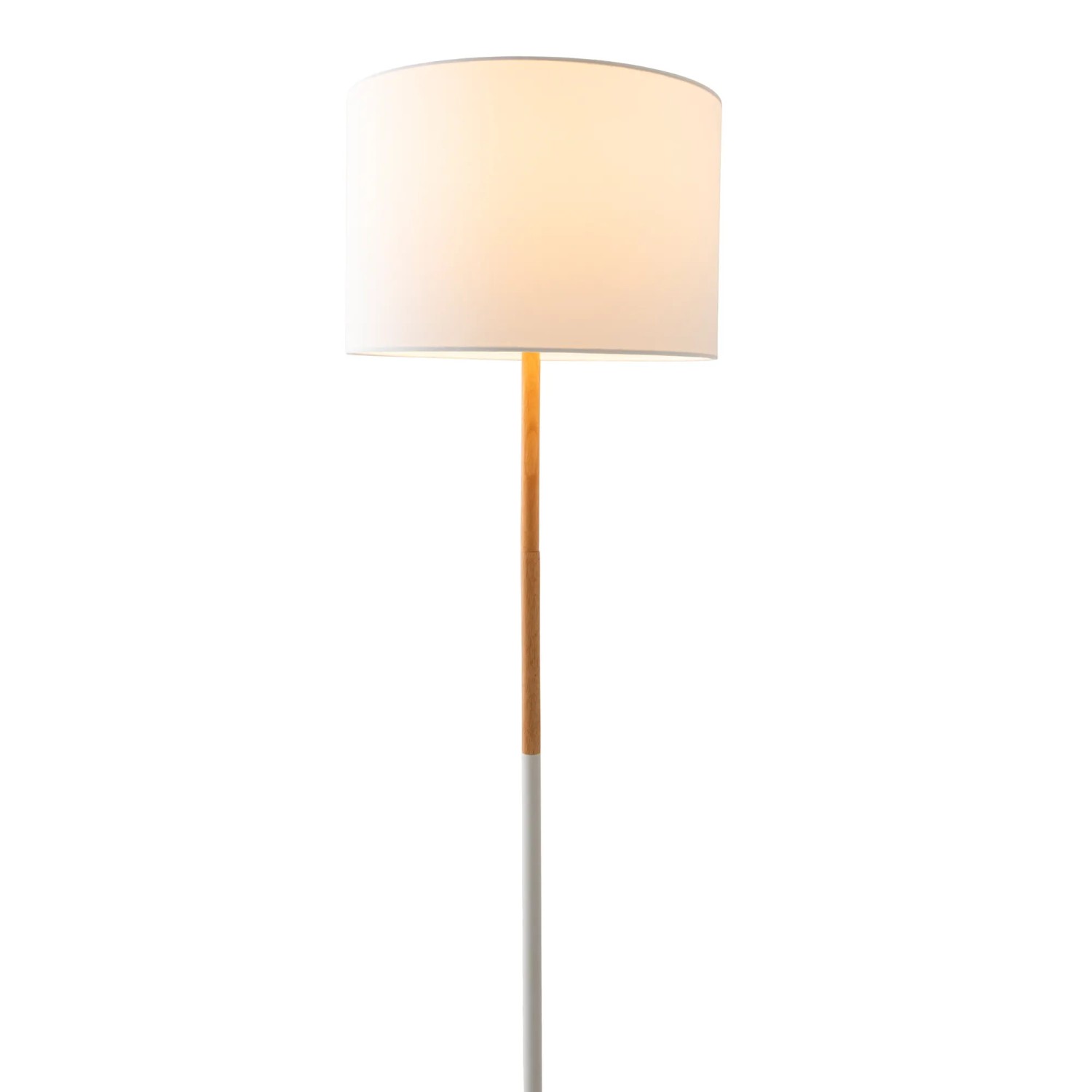 Weiße Näve Textil-Stehleuchte Tessile, 150cm hoch, mit Holz-Akzent. Elegante Design-Stehlampe für Wohnräume.