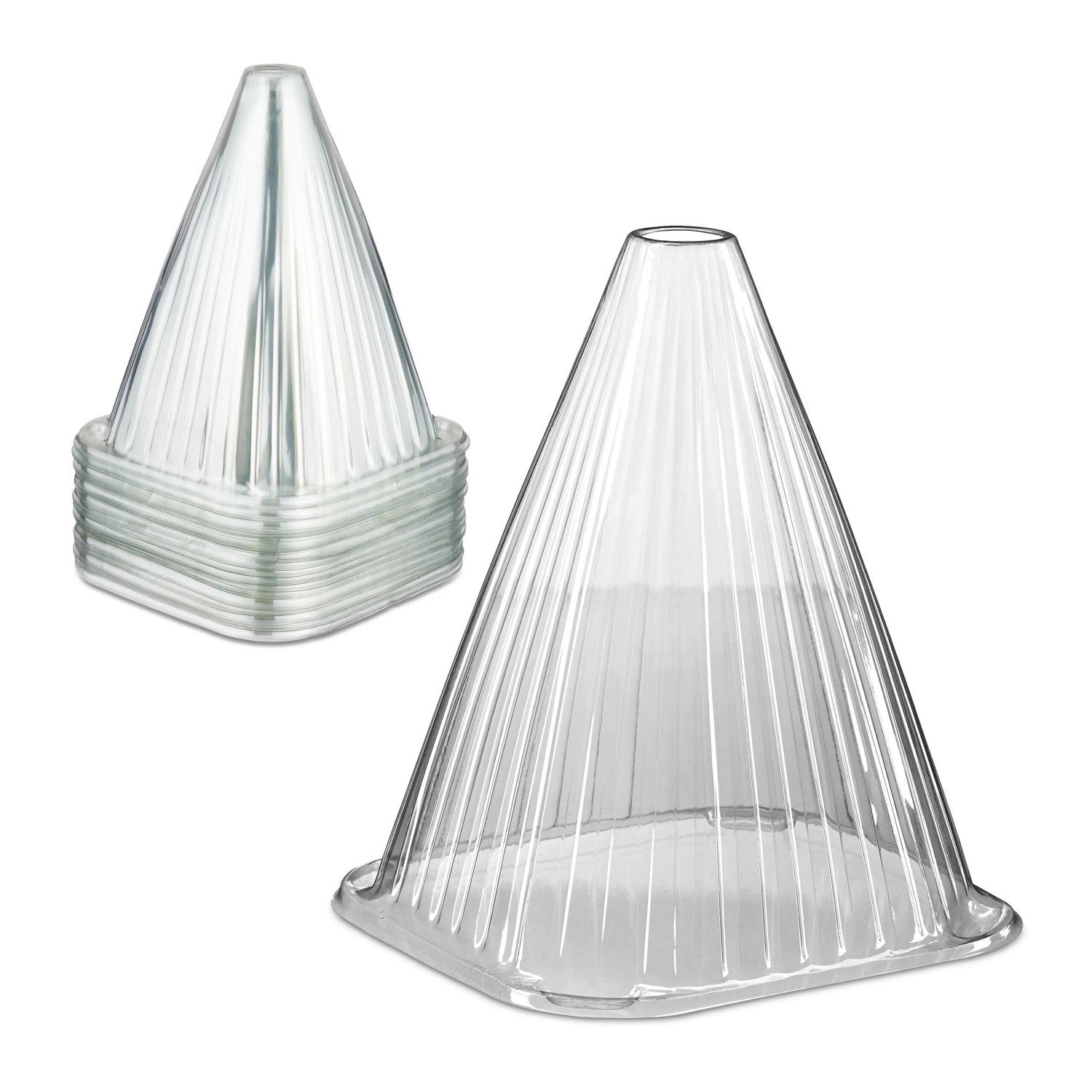 Relaxdays Pflanzenhut Kunststoff Transparent 80er Set 22 cm x 19 cm x 19 cm