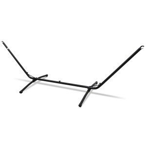 Schwarzes AMANKA Hängemattengestell aus Stahl, verstellbar und bis 120 kg belastbar.