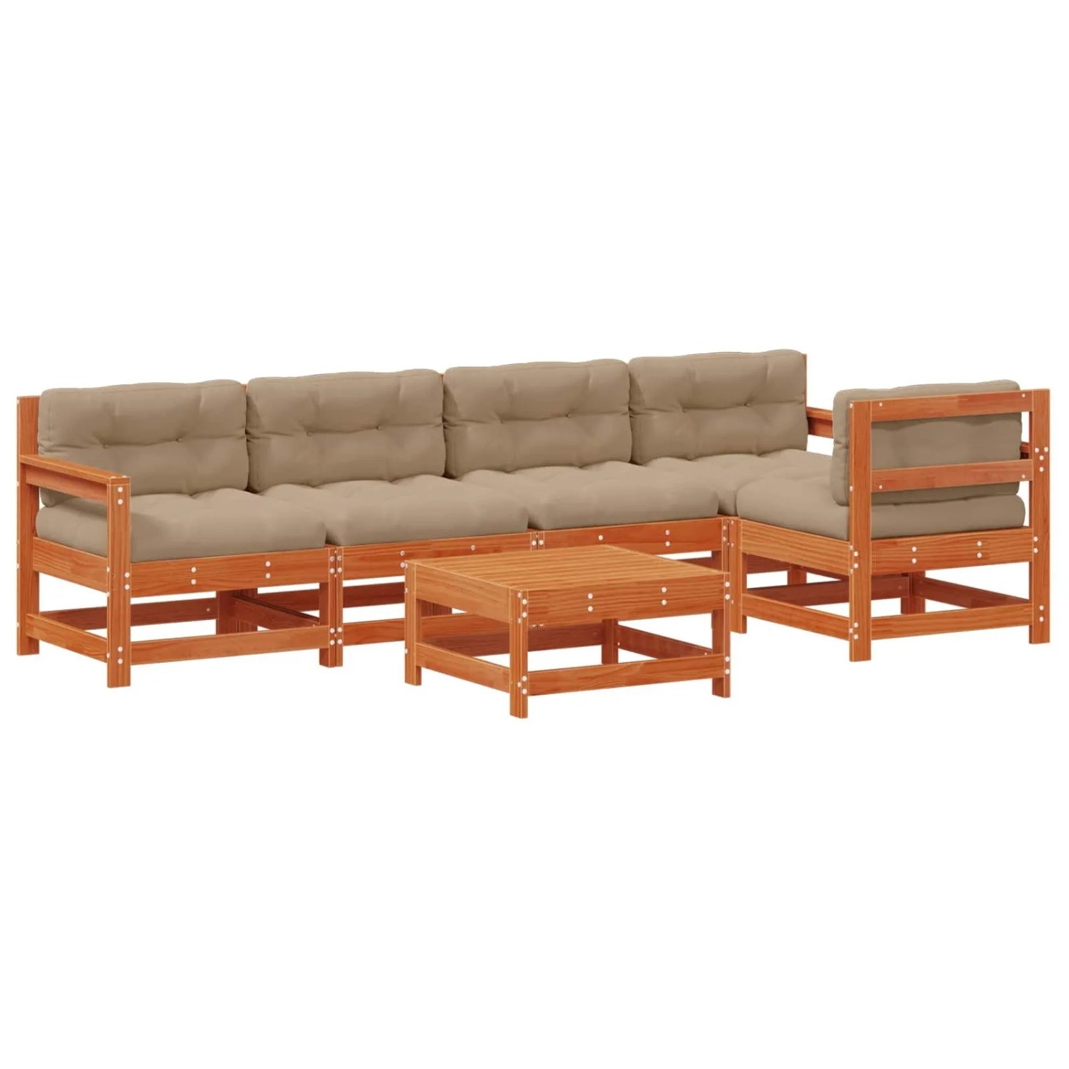 vidaXL Garten-Lounge-Set 6-Tlg Wachsbraun Massives Kiefernholz 3418121