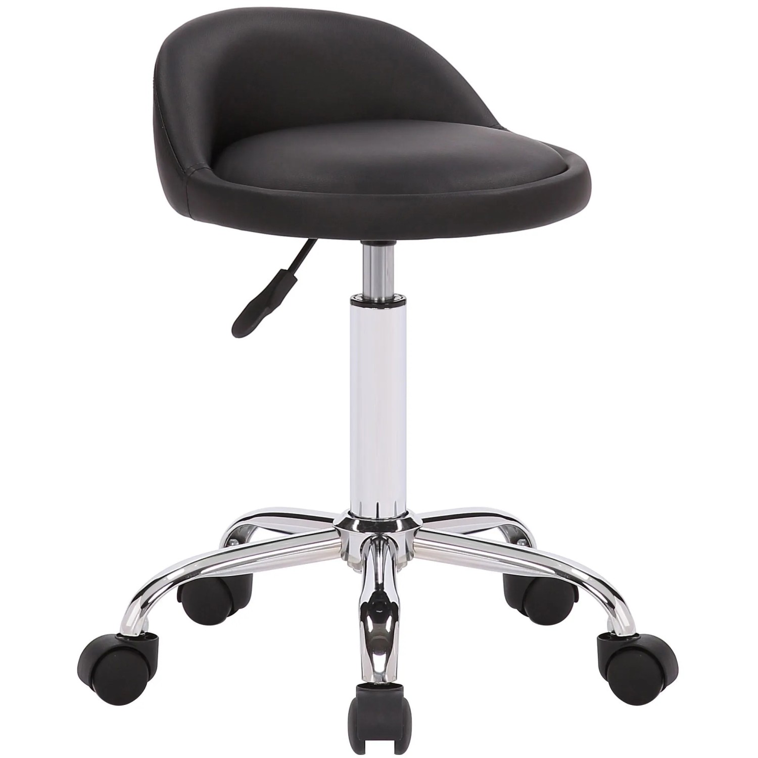 DELUKE Arbeitshocker VADUZ 36x43x56cm Kunstleder Schwarz Arbeitsstuhl Drehhocker Rollhocker Bürohocker