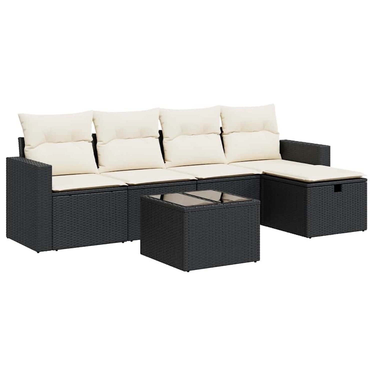 vidaXL 6-Tlg Garten-Sofagarnitur mit Kissen Schwarz Poly Rattan 3325372 günstig online kaufen