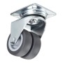 SOTECH Doppel Lenkrolle Ø50mm, Metall, graue Räder. Robuste Möbelrolle für Innen- & Außenbereich.