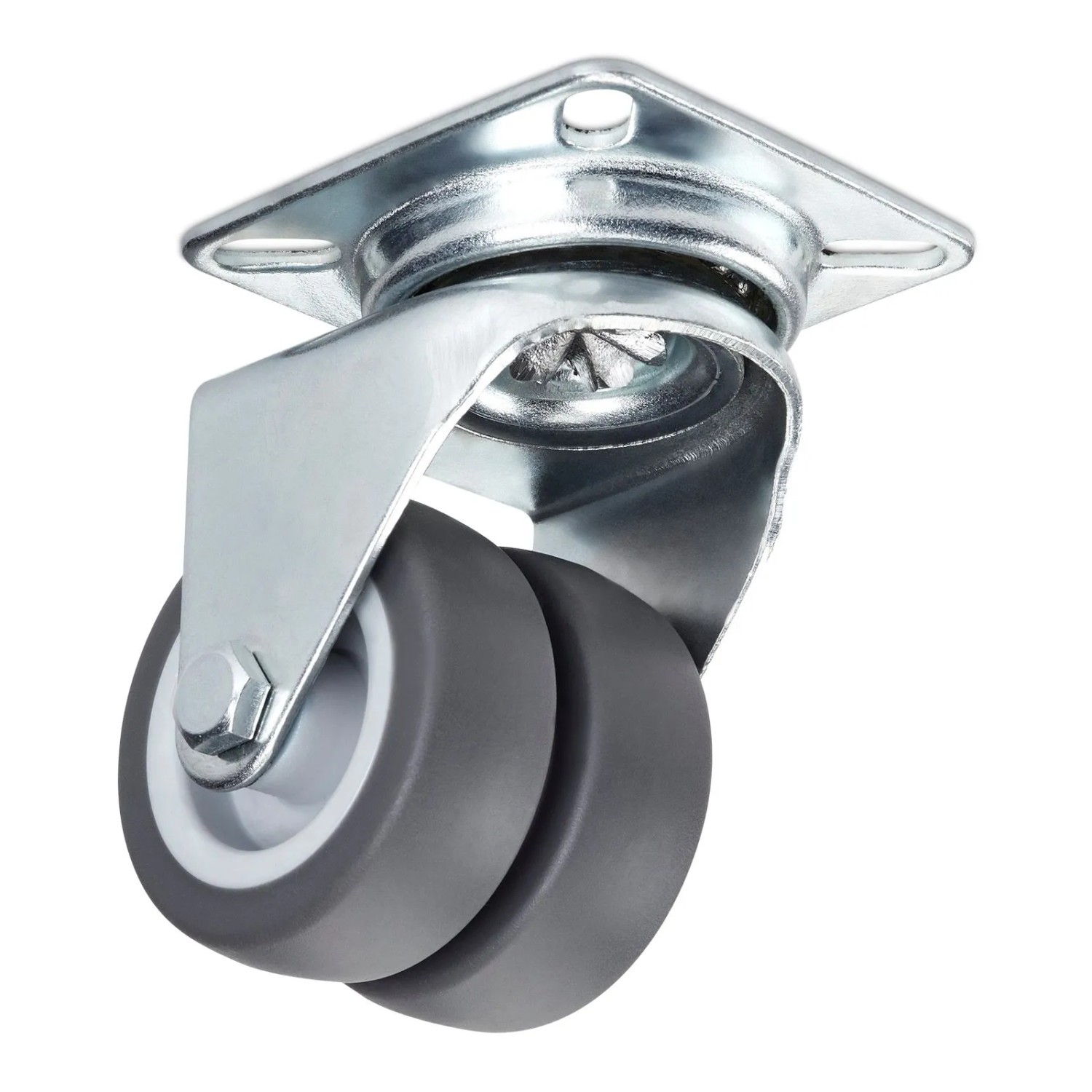 SOTECH Doppel Lenkrolle Ø50mm, Metall, graue Räder. Robuste Möbelrolle für Innen- & Außenbereich.