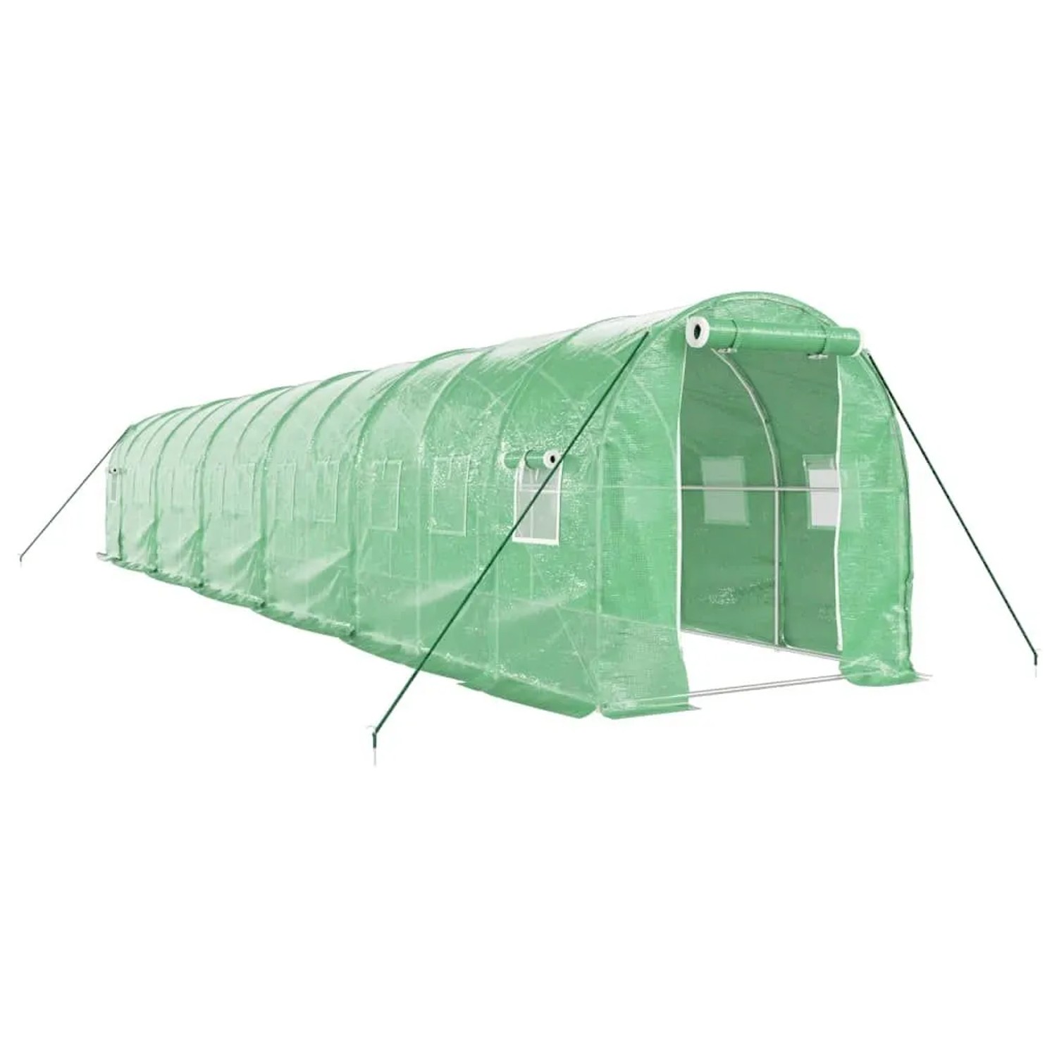 vidaXL Gewächshaus mit Stahlrahmen Grün 24 m² 12x2x2 m 3188021
