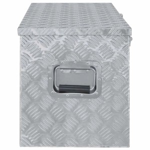 DELUKE Aluminiumbox Mit Deckel Abschließbar Alubox Deichselbox Alu Anhängerbox Werkzeugkiste Transportbox Metallkiste 110,5x38,5x40cm Silber