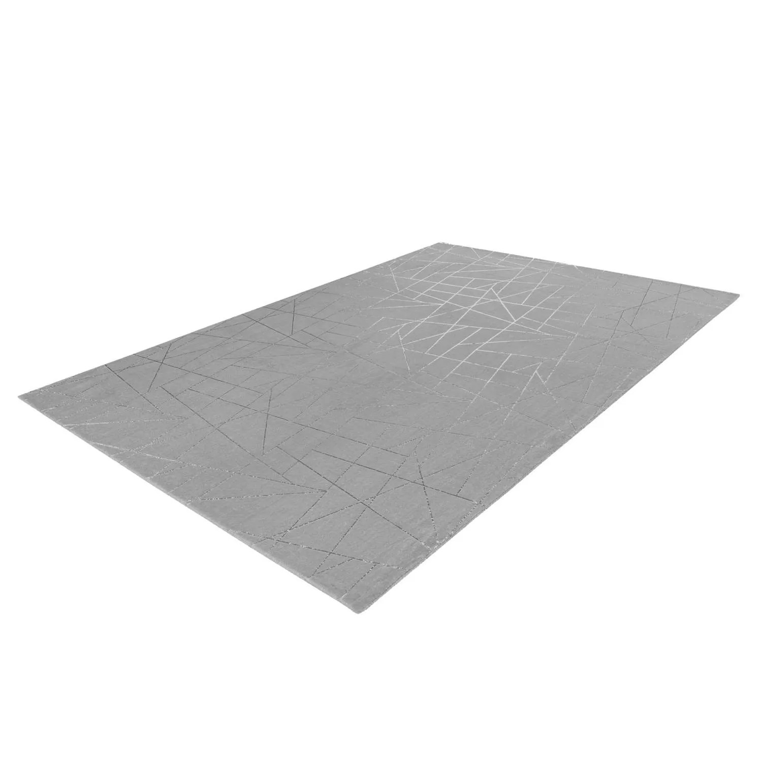 Moderner Kurzflor Teppich in Taupe/Silber (80x150 cm) mit geometrischem Muster.