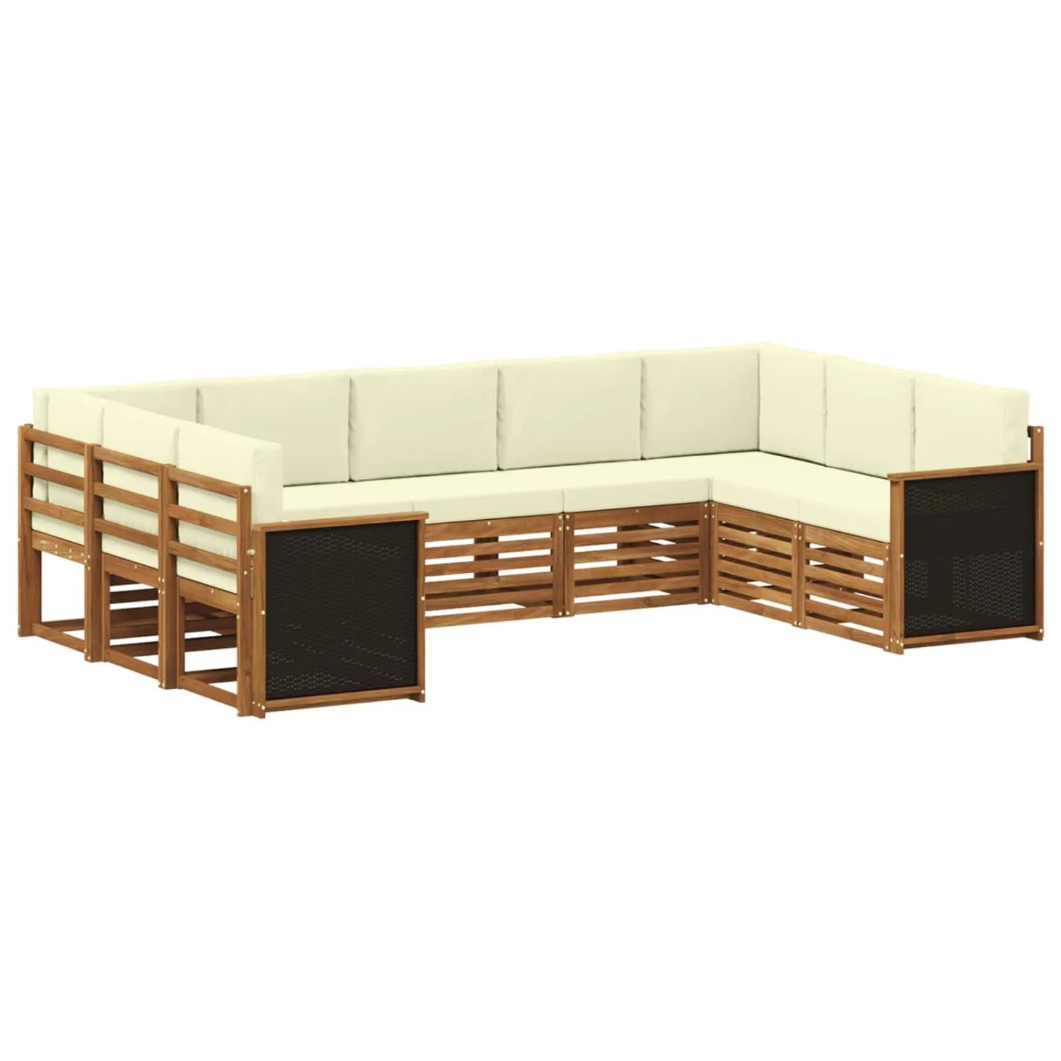 vidaXL Ecksofa Set mit Kissen 7 Stk Natur und Creme 3384821