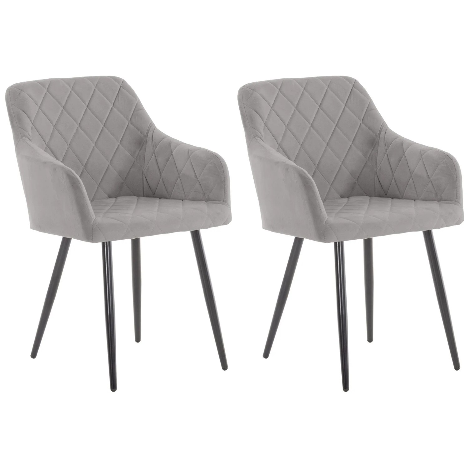DELUKE 2er Set Esszimmerstuhl LISAN Samt Grau 47x44x84cm Essstühle Esszimmerstühle Küchenstühle Wohnzimmerstühle