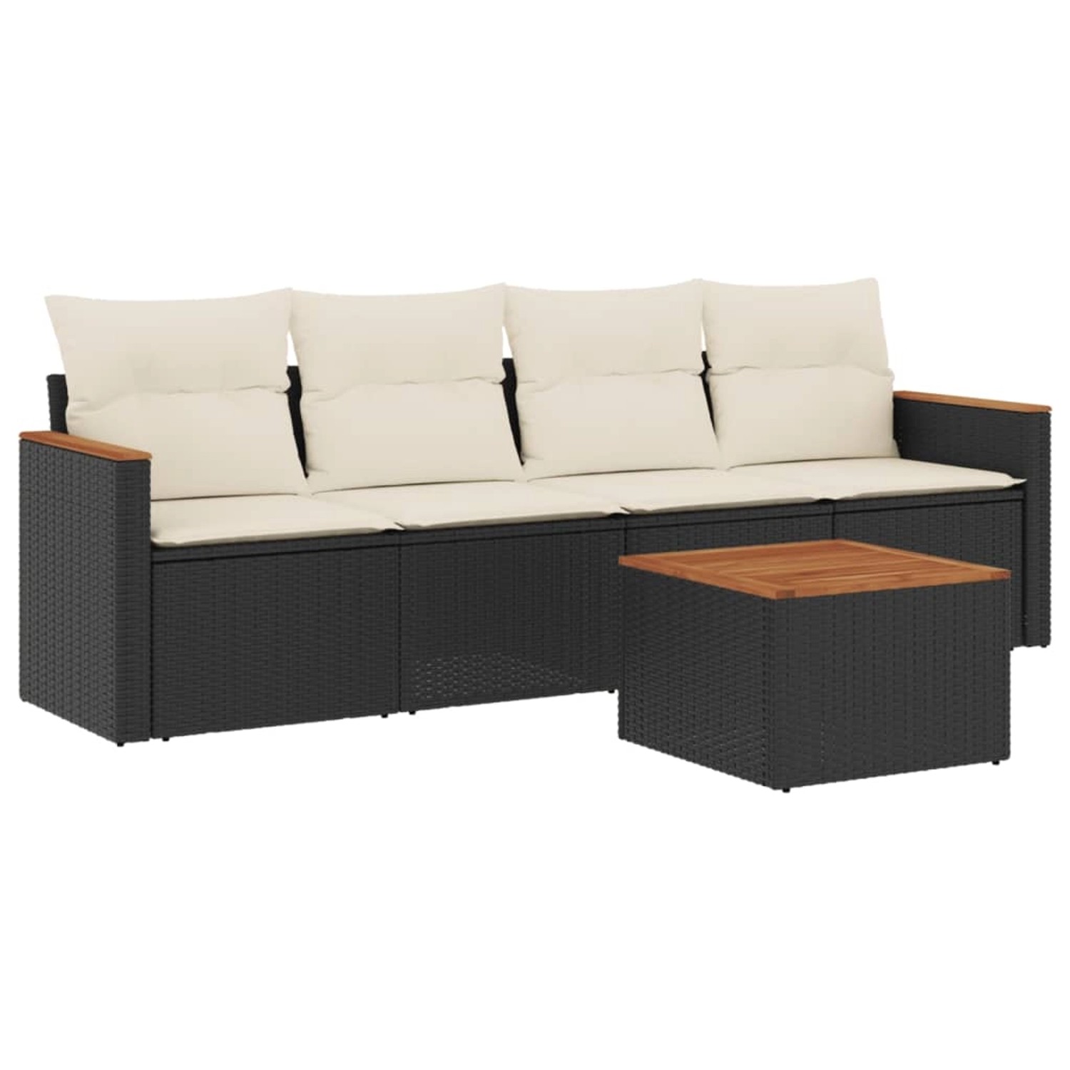 vidaXL 5-Tlg Garten-Sofagarnitur mit Kissen Schwarz Poly Rattan 3258178 günstig online kaufen