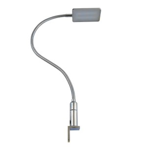 Dimmbare LED Bettleuchte mit flexiblem Schwanenhals, 4W, warmweiß, Chrom.