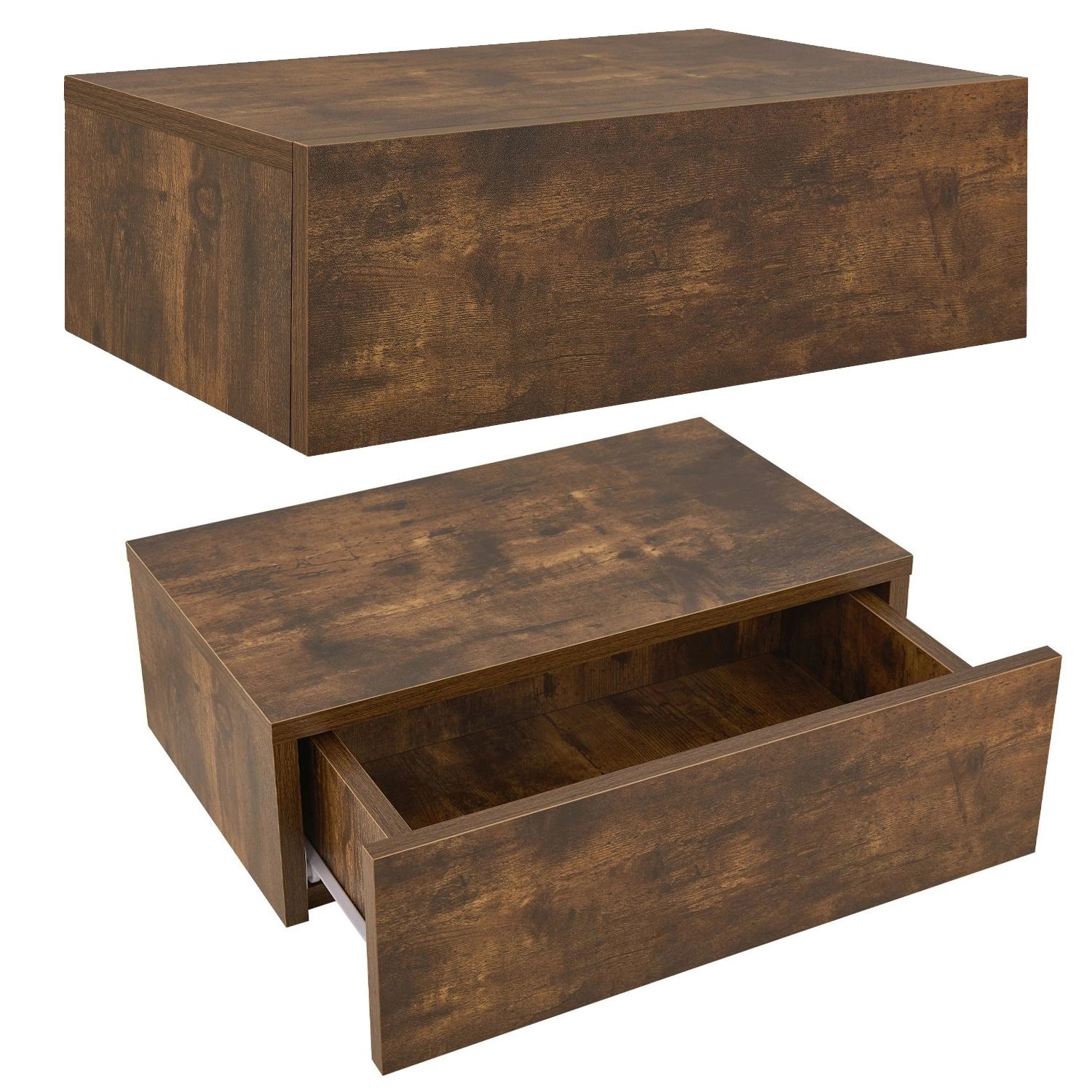 Juskys Wandregal Nachttisch 46x30x15 cm mit Schublade Holzoptik