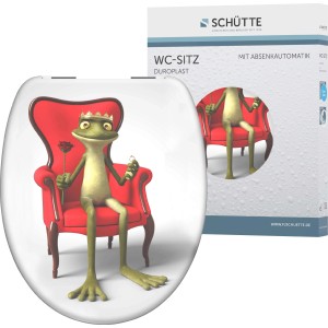 Schütte WC-Sitz Frog King mit Absenkautomatik, Froschmotiv auf Duroplast WC-Brille.