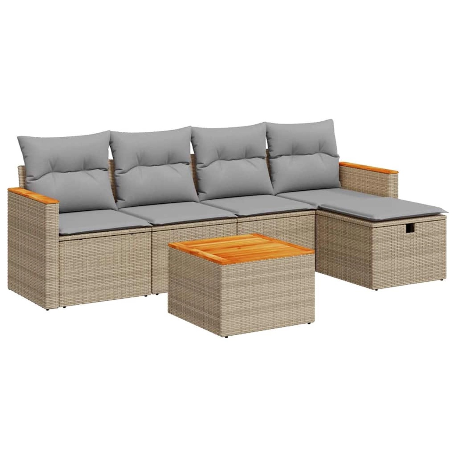 vidaXL 6-Tlg Garten-Sofagarnitur mit Kissen Beige Poly Rattan 3325909 günstig online kaufen