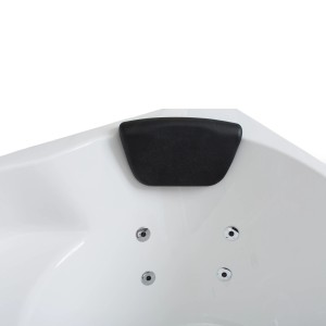 Detailaufnahme: Eck-Whirlpool Badewanne Formentera mit Kopfstütze und Massagedüsen.