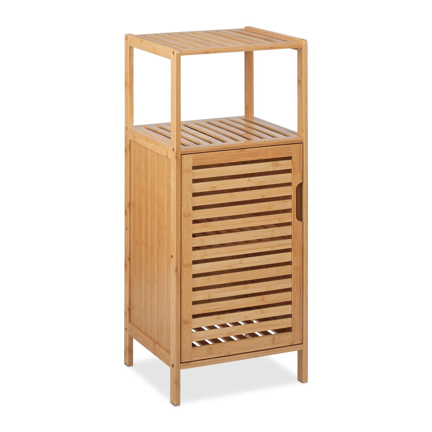 Relaxdays Badschrank Bambus Natur Schmal 87 cm x 36,5 cm x 33 cm 5 kg