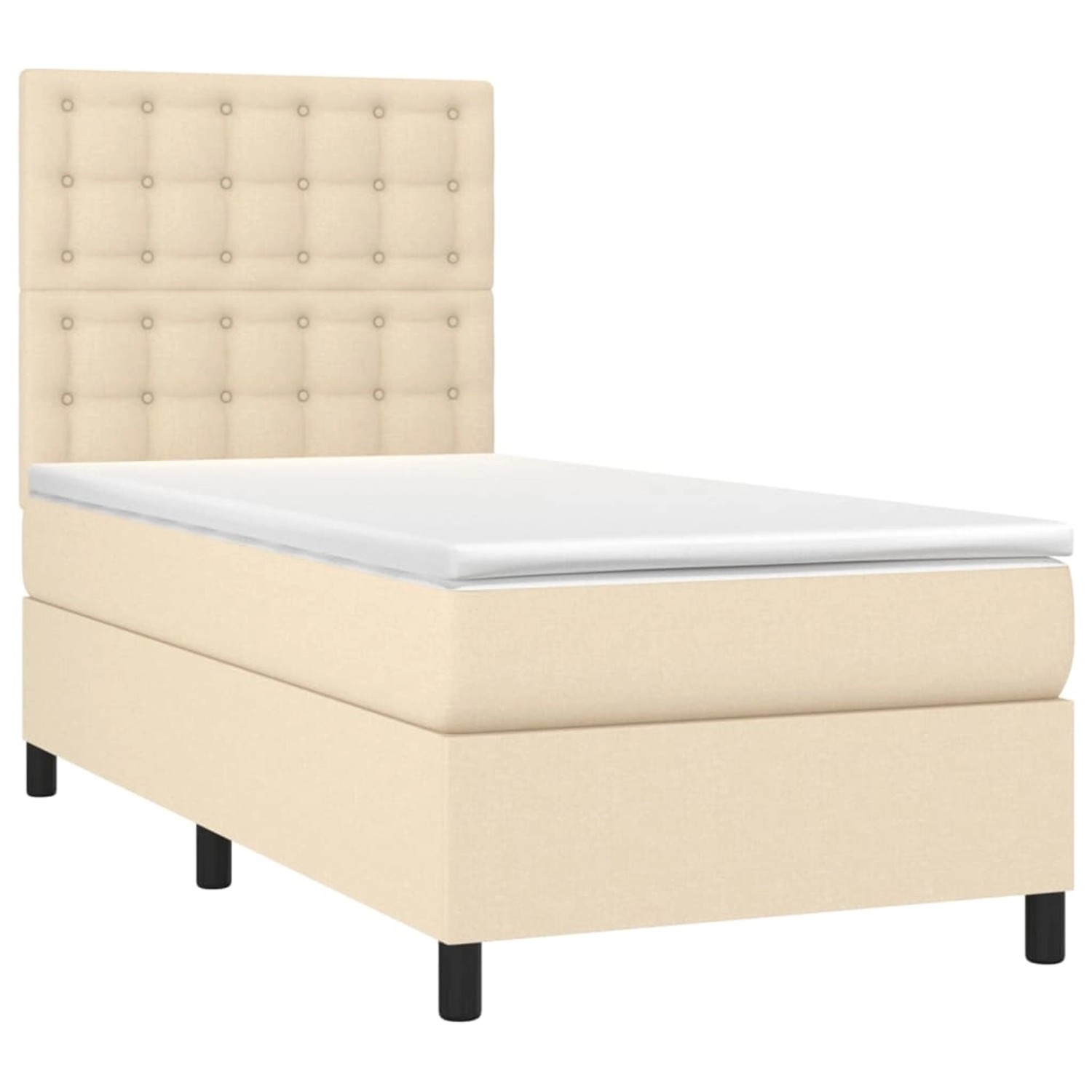 vidaXL Boxspringbett mit Matratze & LED Creme 90x190 cm Stoff 3135162 günstig online kaufen
