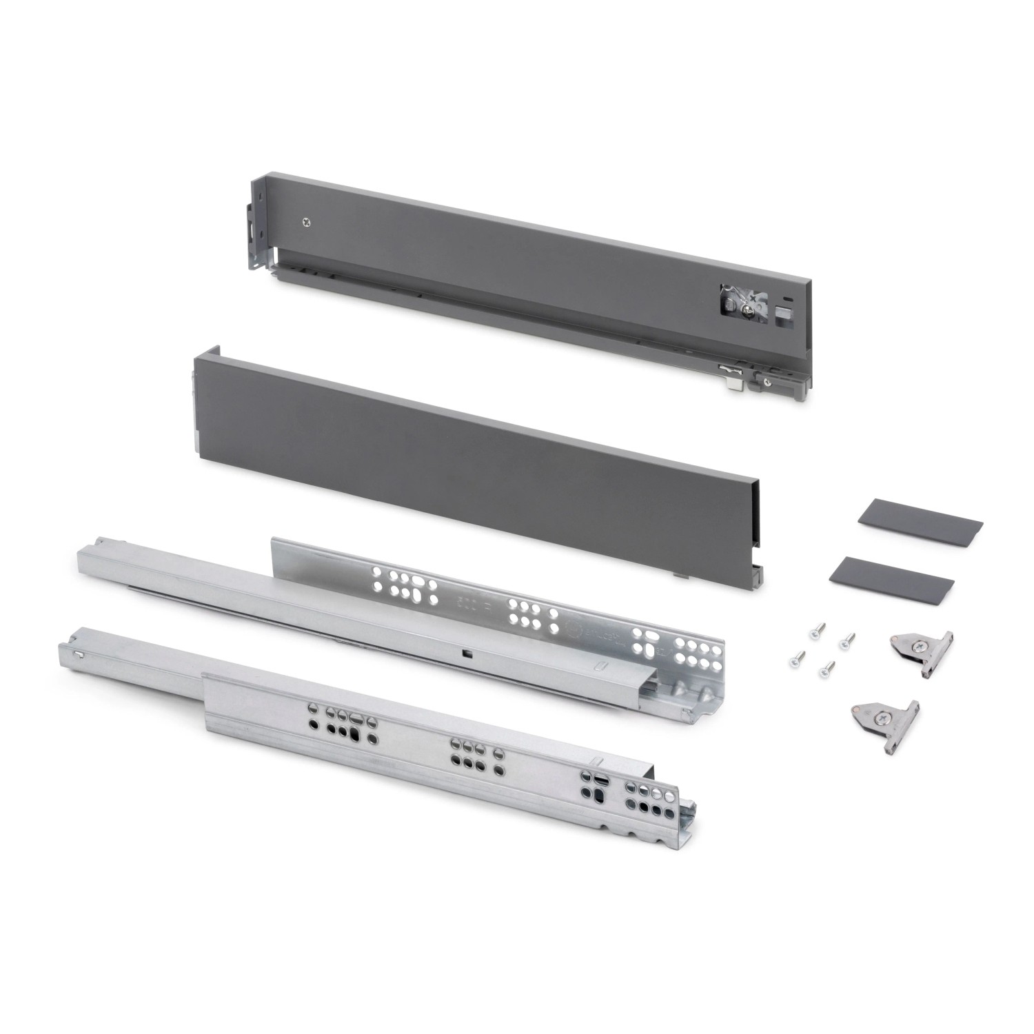 Emuca Aussenschublade Vertex mit 3D Regelung Höhe 83 mm 40 kg Tiefe 450 mm Stahl Anthrazitgrau