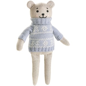 Hunter Hundespielzeug Birka Bär, beige-blau mit Norwegerpullover, 27 cm.