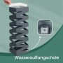 Quadratischer, grauer Songmics Schirmständer Patsy aus Metall mit herausnehmbarer Abtropfschale.