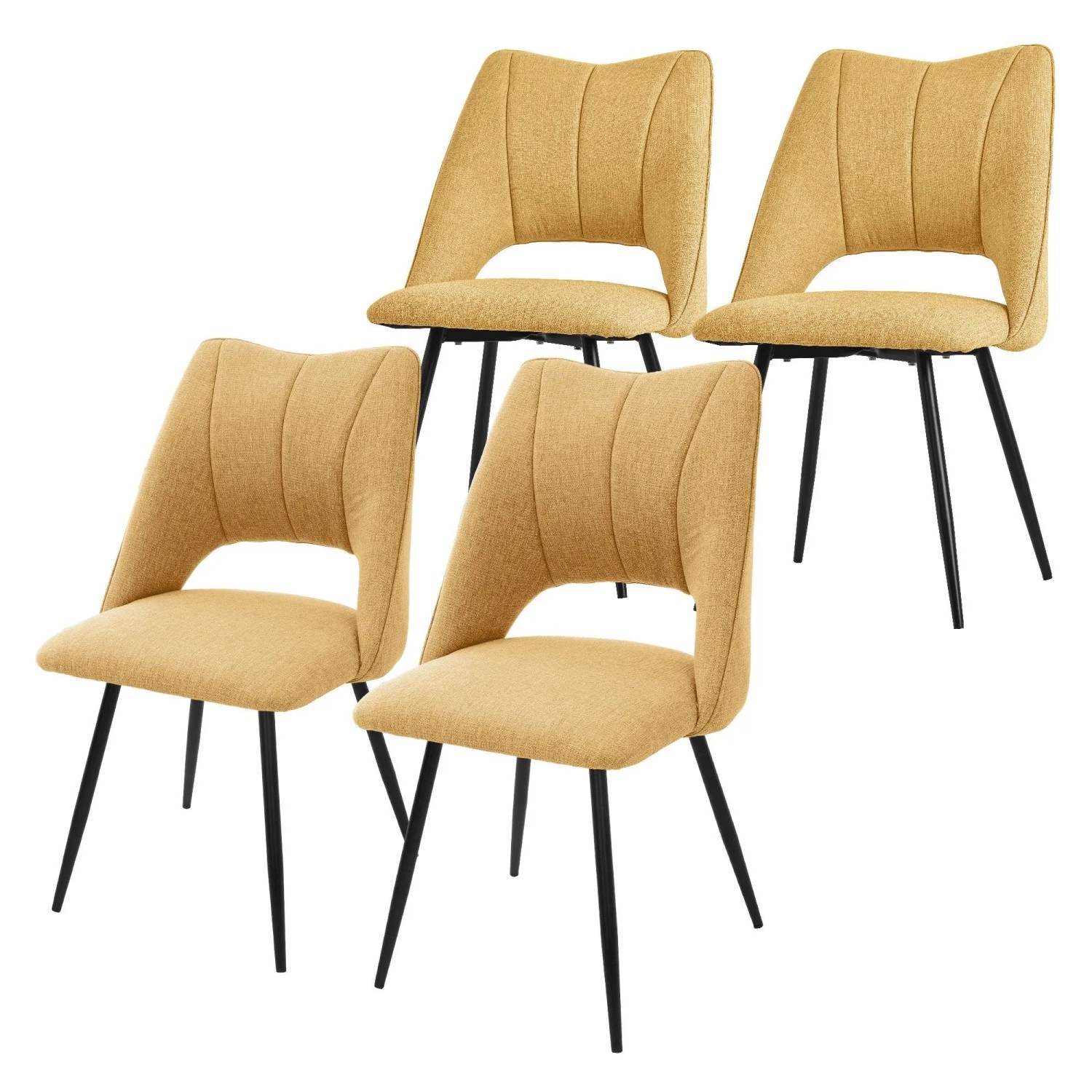 ML-Design Esszimmerstühle 4er Set Stoffbezug Senfgelb Metallbeinen
